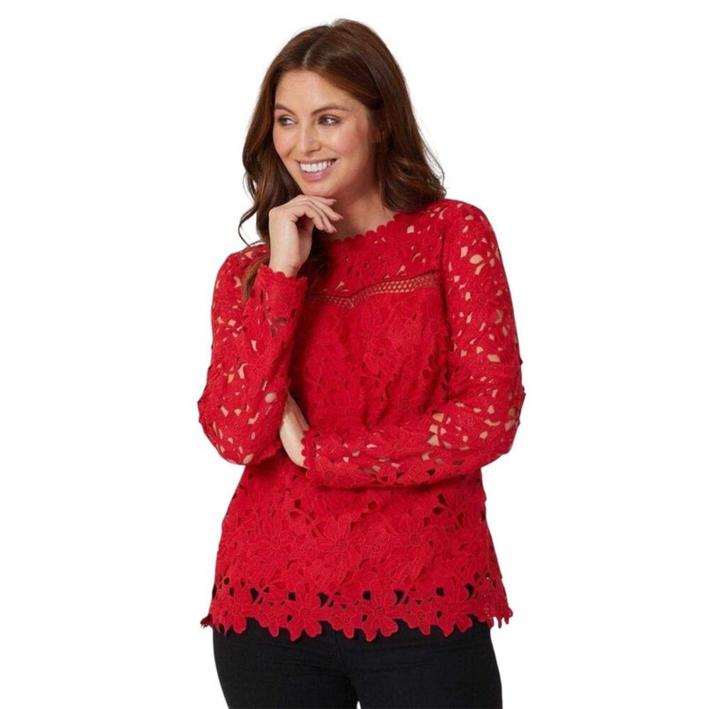 Be You Womens/Ladies Lace Top / Burgundy